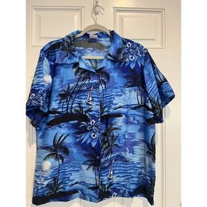 King Kameha Shirt Men's XL Lightweight Floral Hawaiian Tropical Pocket